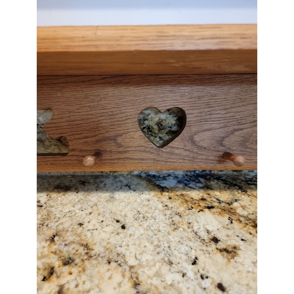Handcrafted Oak Heart/Child Cut Out Wall Shelf W/Pegs 21" Farmhouse Shelf  Heavy - Picture 4 of 10
